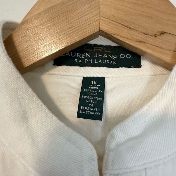 Ralph Lauren White Denim Button Down Jacket Size 16 - Picture 7 of 9